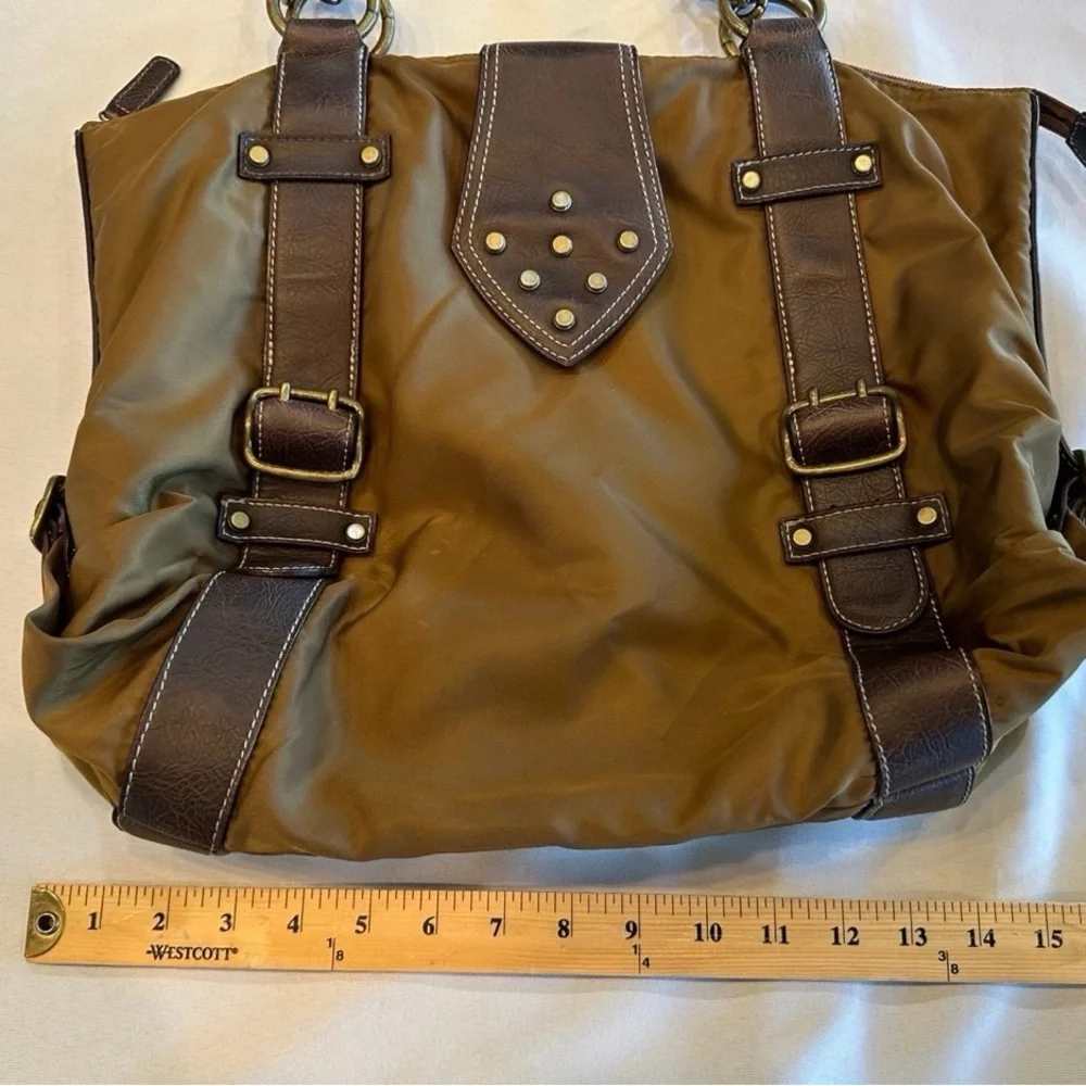 Nine West Olive Green Tote with Dark Brown Trim - Picture 10 of 12